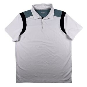 Prince Tennis Polo Shirt Mens L White Colorblock Performance Short Sleeve Sport